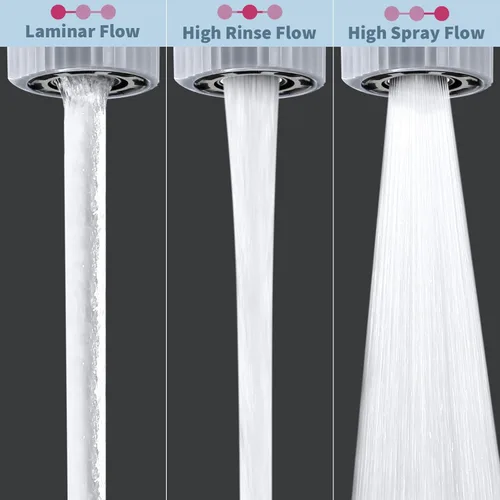 Vista 2 de Aireador de grifo giratorio, boquilla de grifo de 3 funciones, accesorio de grifo de fregadero de cocina giratorio de gran ángulo de 360°, extensor