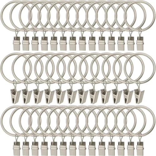 Vista 19 de Paquete de 44 anillos de cortina de metal con clips, clips para cortinas con anillos, anillos de cortina de 1 pulgada de diámetro interior, se
