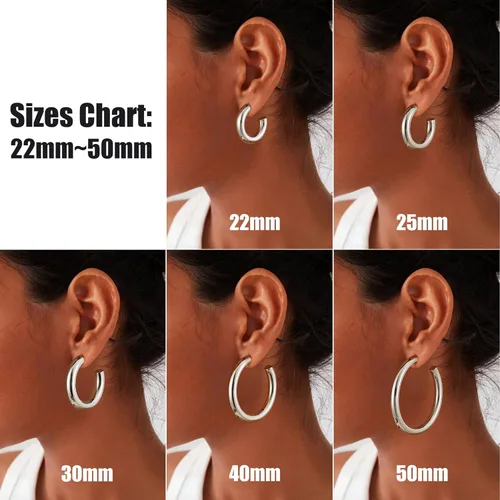 Vista 6 de Gacimy Aretes de aro de oro grueso para mujer, chapados en oro real de 14 quilates, plata de ley 925, aros de oro para mujer