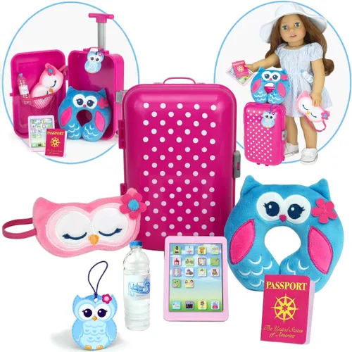 Vista 4 de Sophia's Accesorios de viaje Plus Juego de maleta con máscara para dormir, almohada para el cuello, tableta, pasaporte, etiqueta de equipaje