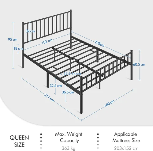 Vista 27 de Yaheetech Base de cama de tamaño individual con plataforma de metal con cabecero y estribo, no necesita somier, almacenamiento debajo de la cama