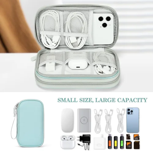 Vista 77 de FYY Organizador para accesorios electrónicos, para viajes, para cables, celular y cargadores, estuche portátil, impermeable, doble capa, bolsa