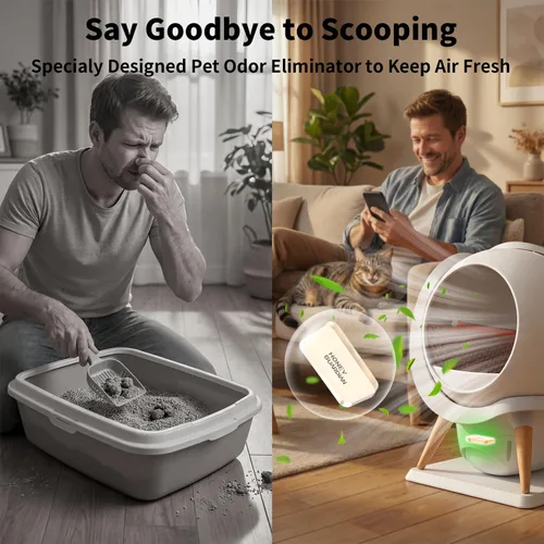 Vista 6 de HoneyGuaridan Caja de arena para gatos autolimpiante, impermeable, control de aplicación, sin olor, protección de seguridad integrada, enjuague