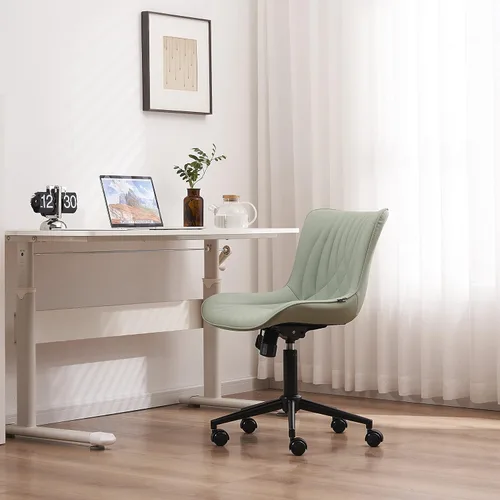 Vista 75 de YOUNIKE Silla de oficina, silla de escritorio sin brazos con ruedas, sillas giratorias ajustables para computadora de oficina en casa, silla