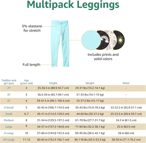 Vista 4 de Tienda Essentials - Leggings para bebés, niñas y niñas pequeñas (antes Spotted Zebra), paquete múltiple