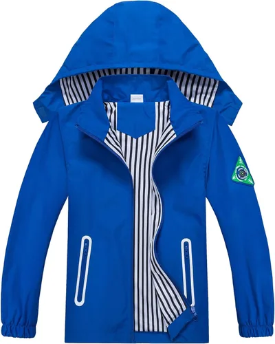 IjnUhb Chaqueta impermeable con capucha para niños y niñas, chubasqueros para exteriores, rompevientos y dinosaurios, chaqueta de lluvia