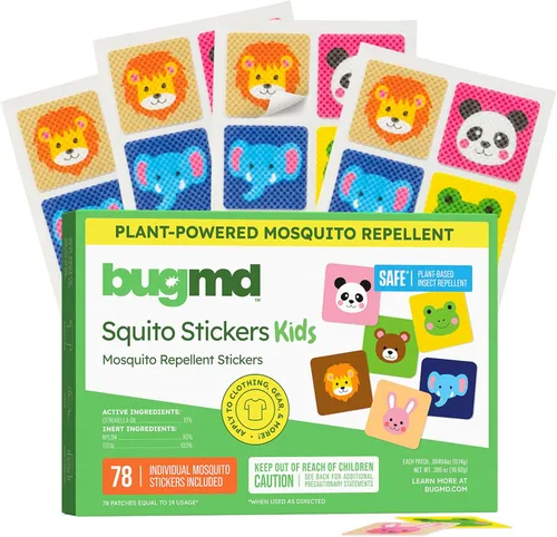 Vista 13 de BugMD Squito Stickers Parches repelentes de mosquitos para adultos (234 pegatinas), parches repelentes de insectos seguros y efectivos para niños