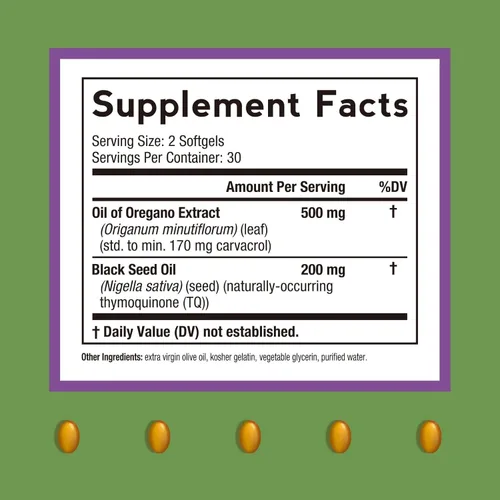 Vista 2 de Doctor's Recipes Aceite de orégano con aceite de semilla negra, 500 mg de extracto de aceite de orégano, sin OMG, suplemento de hierbas totalmente