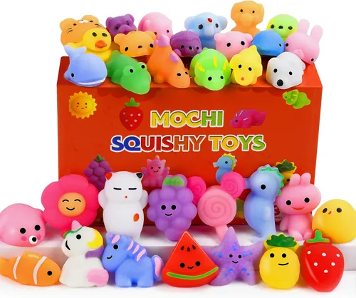 Paquete de 32 juguetes esponjosos Mochi Kawaii Squishies para aliviar el estrés, para niños, regalos de fiesta, rellenos de huevos de Pascua