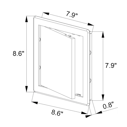 Vista 6 de Panel de acceso para puerta de 8 x 8 pulgadas, placa de cubierta de solapa de apertura blanca, cerradura de puerta de caja, pestillo