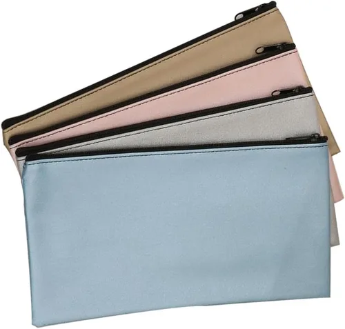 Bolsas de banco con cremallera, paquete de 4 de cuero PU para efectivo y monedas con cremallera (4 colores)