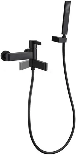 Vista 5 de Brass Matte Black Shower System Bathroom Bath Faucet Mixer Tap with Hand Shower Head Set Wall Mounted Shower Faucet, A,A