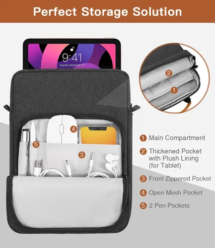 Vista 4 de MoKo Funda para tablet de 9 a 11 pulgadas para iPad Air 5 de 10.9 pulgadas 2022, iPad Pro 11 M2 2022-2018, iPad 10th 10.9, Air 4 10.9, Galaxy Tab