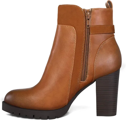 Vista 7 de mysoft Botines de mujer con tacón grueso apilado y cremallera