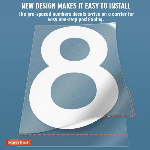 Vista 4 de Calcomanía adhesiva reflectante blanca de números para buzón 4 pulgadas, 6 juegos Números autoadhesivos premium para exterior, casa, cubos