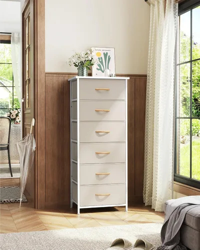 Vista 6 de Crestlive Products Cajonera alta para armario, torre de almacenamiento vertical - Estructura de acero resistente, parte superior de madera, cajones