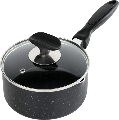 Vista 7 de Cacerola antiadherente de 1 cuarto de galón con tapa de vidrio, olla pequeña para sopa con tapa, sartén de 1 cuarto de galón para cocina del hogar