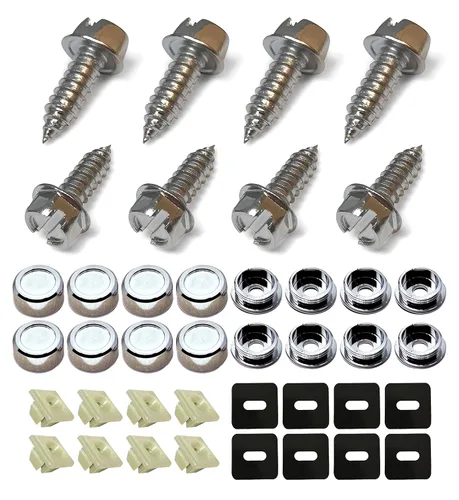 Vista 10 de OttoSpeed Kit de tornillos y tapas para matrícula, sujetadores de seguridad antirrobo con tapas de rosca para placas delanteras y traseras