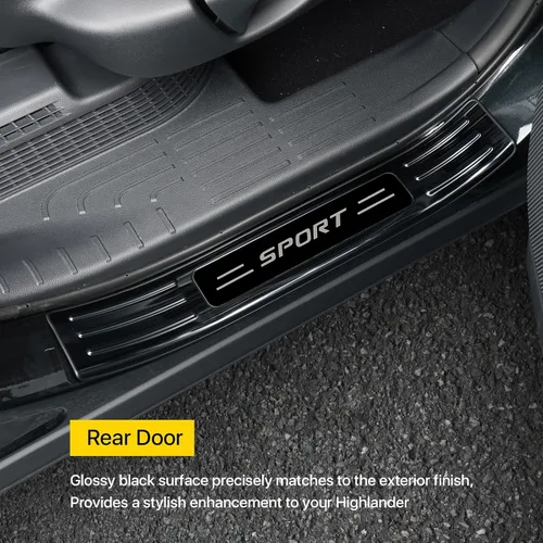Vista 3 de para Toyota Highlander 2025 2024 2023 2022 2021 2020 Protector de umbral de puerta, Premium 304 Acero inoxidable Protector de entrada de puerta