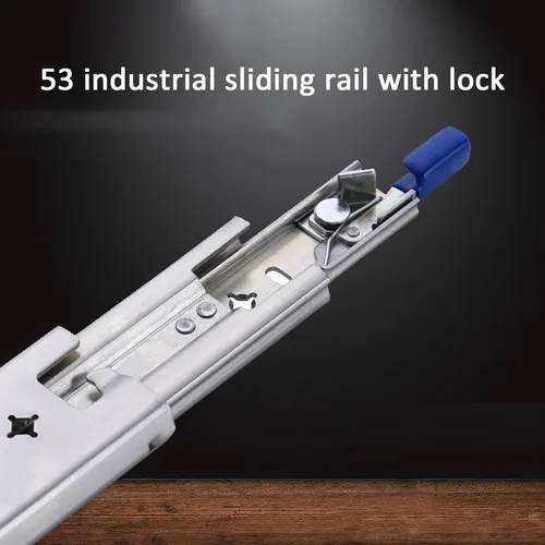 Vista 2 de 1 par de carriles de carril de carril de transporte industrial resistente con cerradura, rodamientos de bolas de montaje lateral, 3 secciones