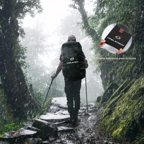 Vista 4 de Mochila de senderismo Maelstrom, mochila de camping, mochila de senderismo impermeable de 40 l con cubierta para la lluvia, mochila ligera de viaje
