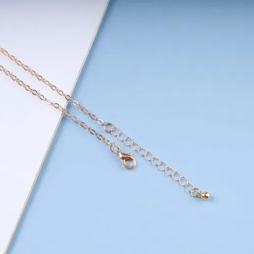 Vista 6 de Collar de cristal colorido rectangular con colgante de cristal, collar de piedra curativa de arco iris, cadena geométrica dorada, collar