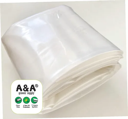 Vista 2 de A&A Green Store Película de polietileno transparente resistente a los rayos UV para invernaderos de 4 años (9' x 25')