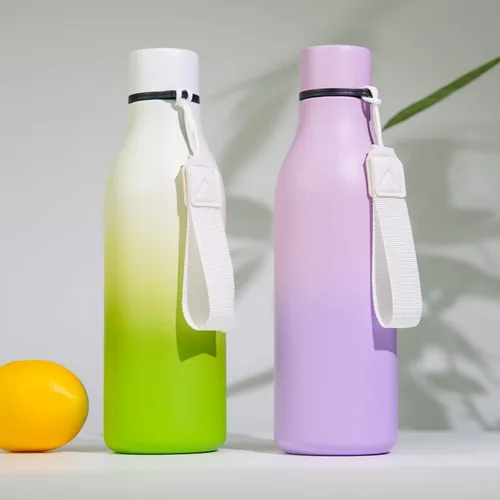 Vista 4 de BJPKPK - Botellas de agua aisladas, botella de agua de metal de acero inoxidable de 25 oz con correa, jarras, tazas, frascos libres de BPA a prueba