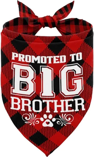 Vista 5 de Bandana para perro, pañuelo para perro de hermano mayor, bufanda para perro, impresión a cuadros, accesorios para bufanda para perro, bufanda