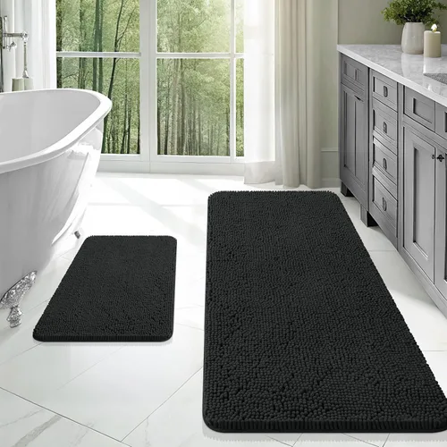 Vista 72 de OLANLY Juego de 2 alfombras de baño de felpilla suave y absorbente, antideslizantes, de secado rápido, lavables a máquina, accesorios de decoración