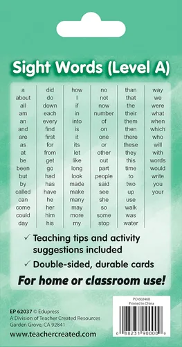 Vista 6 de Teacher Created Resources Tarjetas Flash Palabras a la Vista - Nivel A (EP62037)
