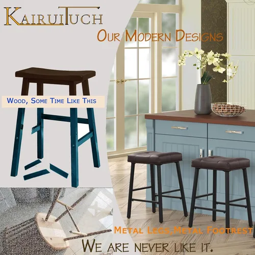 Vista 4 de Taburetes de bar de altura de mostrador, taburetes de bar de cocina de 24 pulgadas con respaldo, taburetes acolchados de asiento acolchado para isla