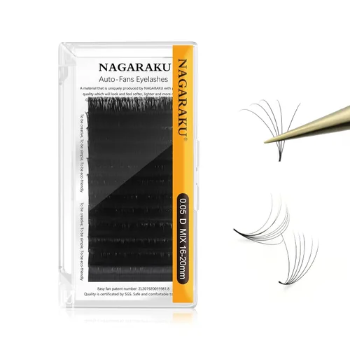 Vista 17 de NAGARAKU Easy Fan - Extensiones de pestañas de volumen de 0.001 in, rizo CC, bandeja mixta de 0.315 a 0.59 pulgadas, bandeja mixta de visón