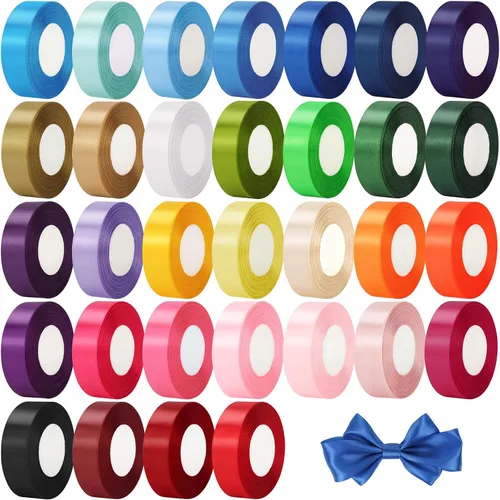 NESCCI 800 yardas de cinta, 1 pulgada de cinta de satén, cintas de satén de una cara, perfectas para envolver regalos, decoración de boda, lazos 32