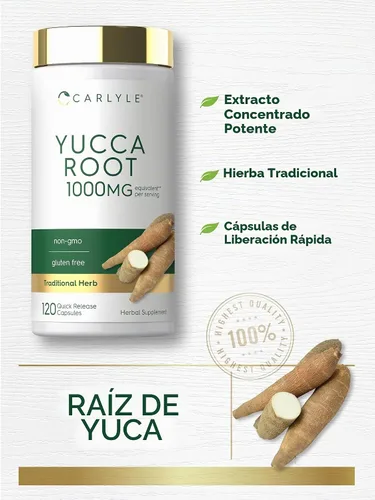 Vista 4 de Carlyle Extracto de raíz de yuca 120 cápsulas Suplemento herbario Sin OMG y sin gluten