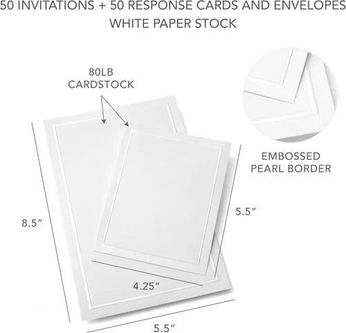 Vista 3 de Gartner Studios Border - Kit de invitación de boda, blanco perla, 50 unidades (61001)
