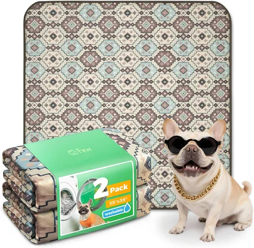 Vista 21 de FXW - Almohadillas lavables para orina de perros con superabsorción, diseñadas para jaulas de 42 pulgadas, 41 × 27 pulgadas rectangulares, boho, 2