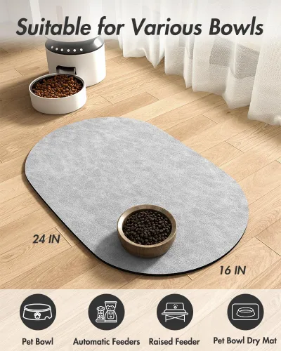 Vista 7 de Tapete absorbente de agua para perros, tapete para comida y agua, tapete de alimentación de mascotas de secado rápido, tapete de comida para perros