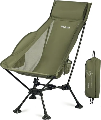 Vista 15 de WildCall Silla de camping plegable y ligera, silla de playa compacta con pies grandes que no se hunden 1 X Negro
