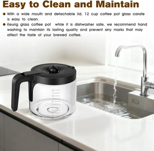 Vista 6 de Cafetera de vidrio de 12 tazas de repuesto Keurig K-Duo 5100 Single Serve K-Cup Pod & Carafe Coffee Maker