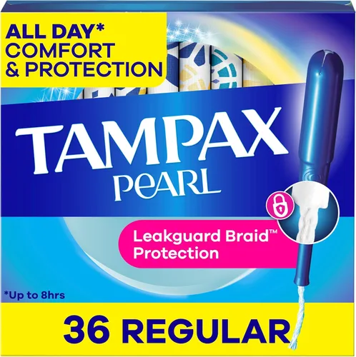 Tampax Tampones de perlas para mujer, con trenza LeakGuard, absorción regular, sin perfume, 36 unidades