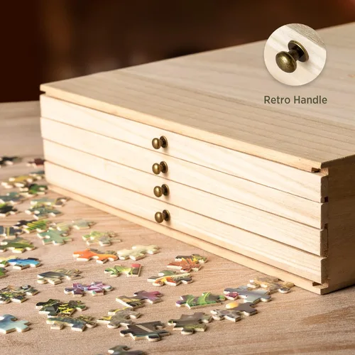 Vista 5 de Becko US Bandejas de clasificación de rompecabezas de madera con diseño de cajón deslizante, 8 clasificadores de rompecabezas para almacenamiento