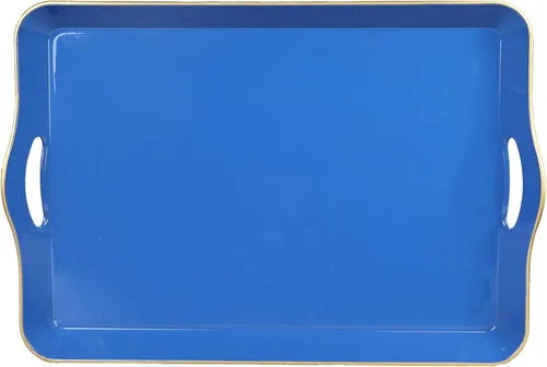Vista 12 de Spsyrine Bandeja decorativa dorada con asas, elegante bandeja de plástico para mesa auxiliar otomana, sala de estar, decoración del hogar, 15.6 x
