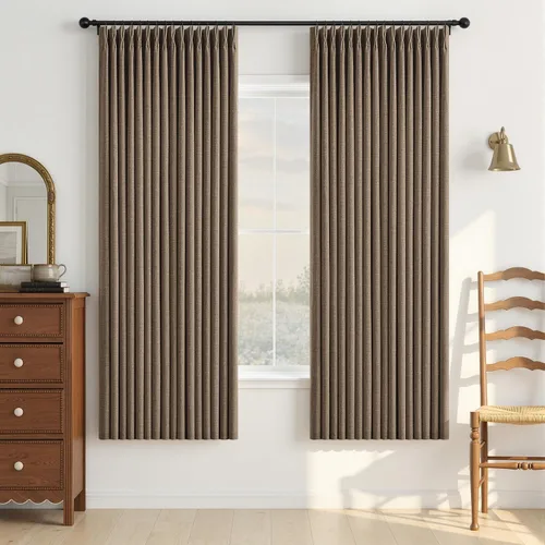 Vista 12 de Cortinas opacas de lino plisado natural de 96 pulgadas de largo