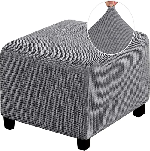 Vista 17 de Funda otomana de alta elasticidad, fundas protectoras de terciopelo elástico para reposapiés, lavable, resistente a la suciedad, con parte inferior