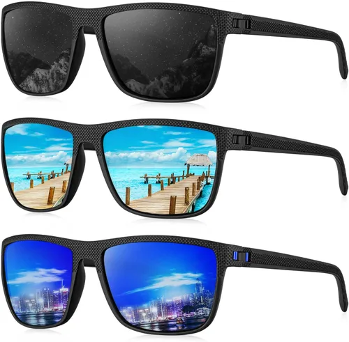 Vista 26 de KALIYADI Gafas de sol polarizadas para hombre, gafas de sol ligeras con protección UV para conducir, pescar y jugar golf