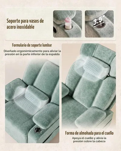 Vista 5 de Silla mecedora para guardería con reposabrazos ajustable, reposacabezas Verde