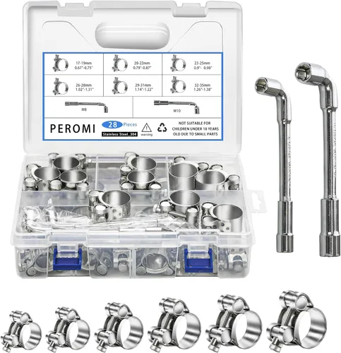 Vista 7 de 4 Pack Abrazaderas de manguera con perno en T de 1 3/16 pulgadas Rango de trabajo 38-40mm para ID de manguera de 1 3/16 pulgadas, abrazaderas