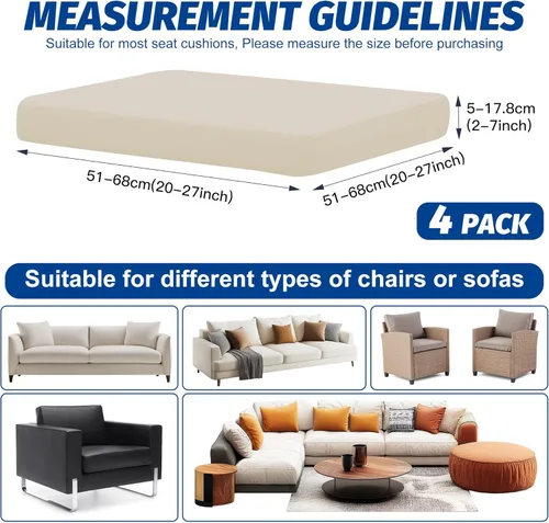 Vista 2 de Fundas de cojín elásticas para patio, fundas de cojín para muebles de patio, fundas de cojín para muebles de patio, protector de muebles lavable