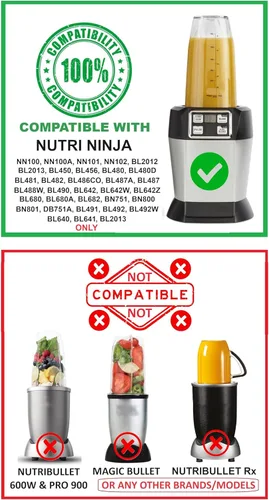 Vista 2 de Blendin Tarro de repuesto compatible con Nutri Ninja Auto-iQ 1000W y Duo Blenders (taza de 18 onzas)